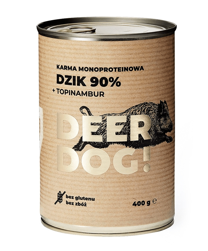 Zdjęcie Deer Dog Monoproteinowa karma mokra dla psa puszka dzik + topinambur 400g