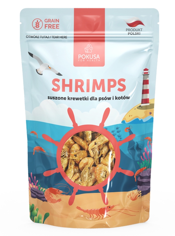 Zdjęcie Pokusa Shrimps suszone krewetki dla psów i kotów   40g