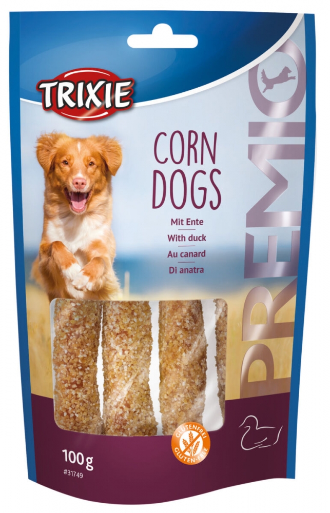 Zdjęcie Trixie Premio Corn Dogs  kaczka, skóra surowa i orzechy arachidowe 4 szt.