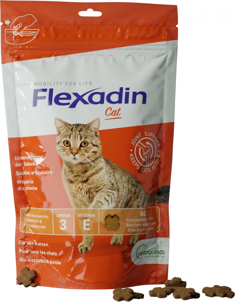 Zdjęcie Vetoquinol Flexadin Cat  mięsne kąski na stawy dla kotów 60 tabl.