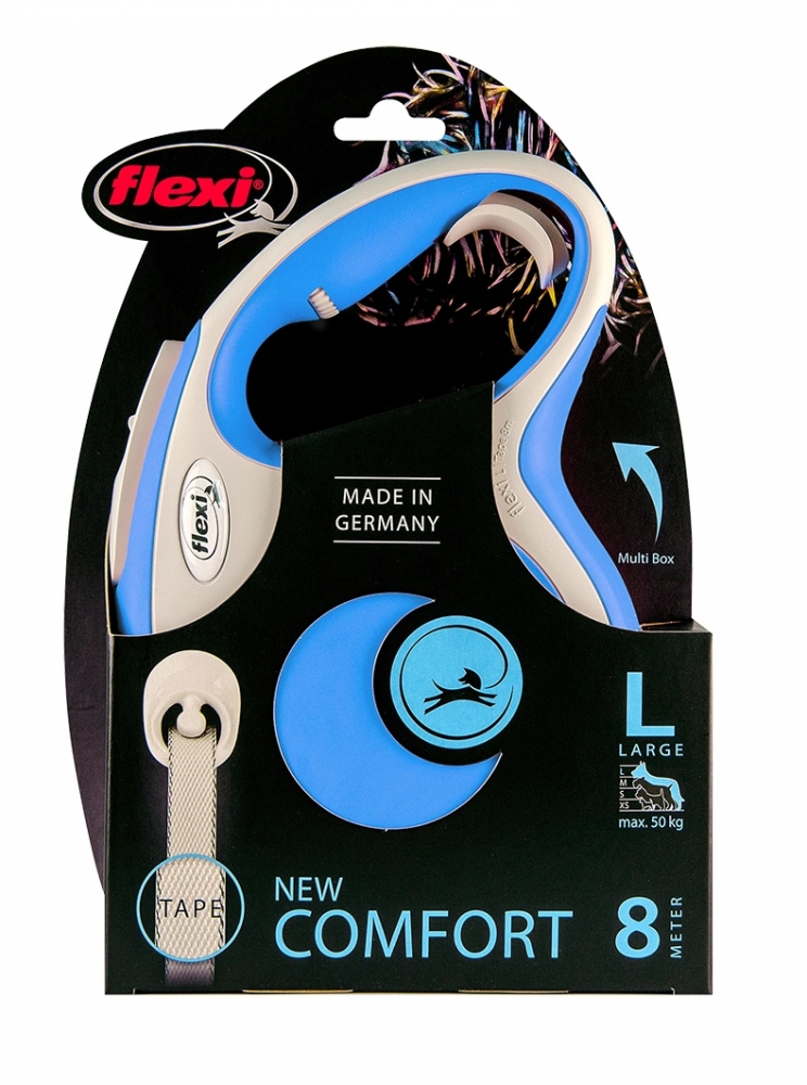 Zdjęcie Flexi New Comfort L smycz automatyczna (do 50kg) niebieska taśma 8m