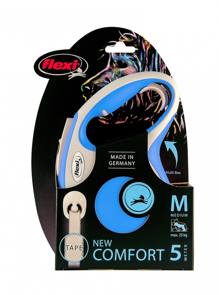 Zdjęcie Flexi New Comfort M smycz automatyczna (do 25kg) niebieska taśma 5m