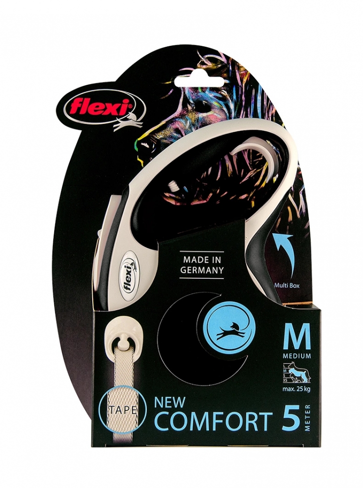 Zdjęcie Flexi New Comfort M smycz automatyczna (do 25kg) czarna taśma 5m