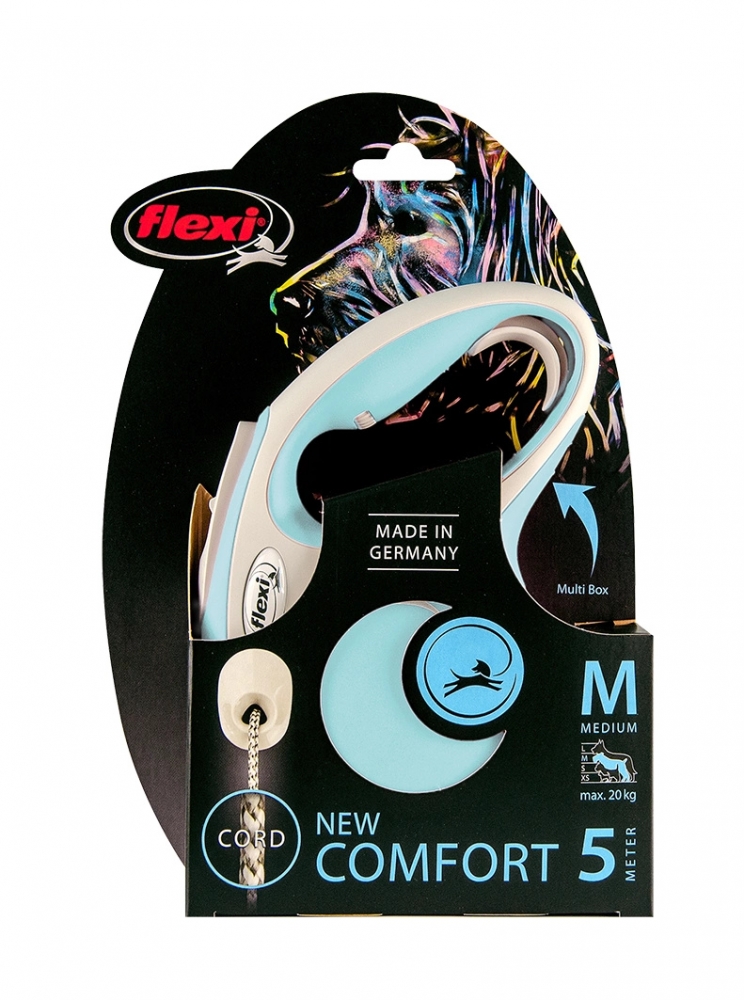 Zdjęcie Flexi New Comfort M smycz automatyczna (do 20kg) jasny niebieski linka 5m