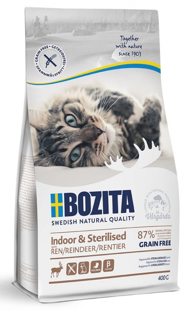 Zdjęcie Bozita Feline Indoor & Sterilised Reindeer  dla kotów domowych lub sterylizowanych 400g