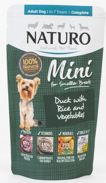 Zdjęcie Naturo Mini Adult Dog saszetka dla psa  kaczka z ryżem i warzywami 150g