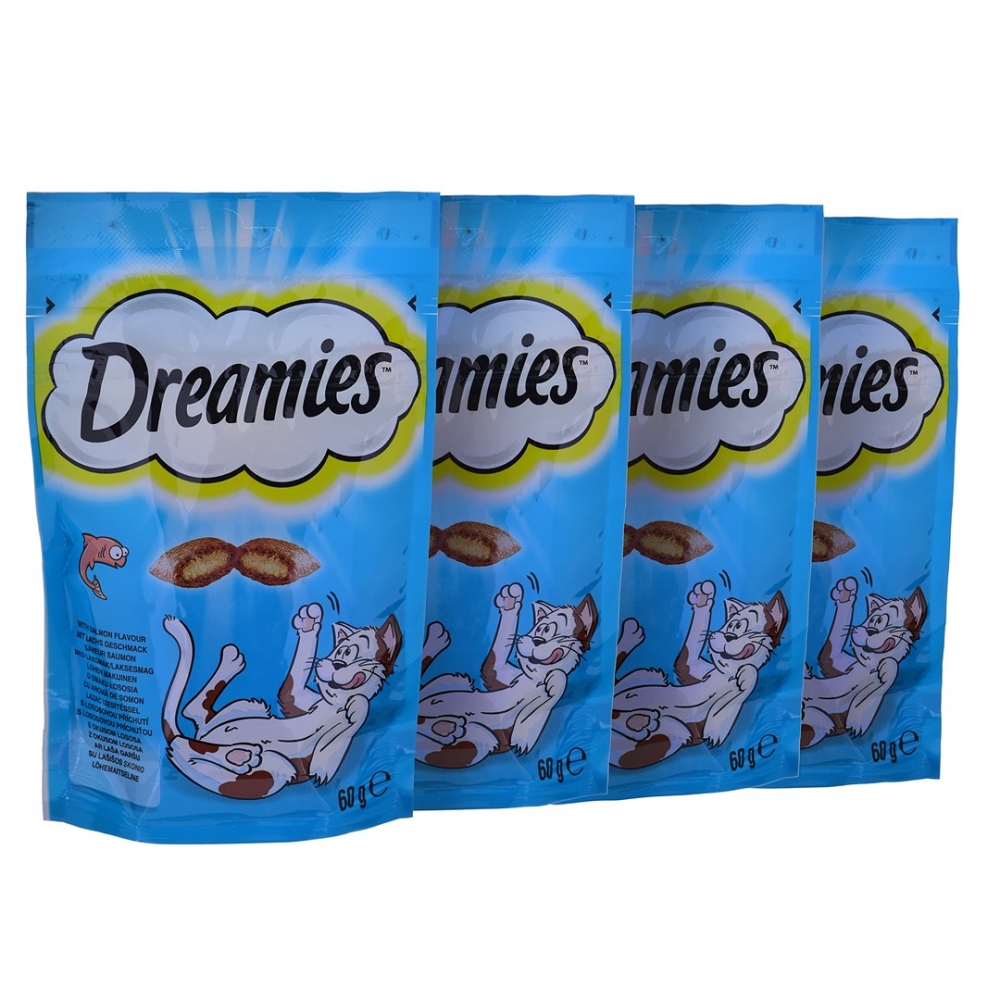 Zdjęcie Dreamies Cat Treats Variety Snack Box przysmaki dla kota mix z kurczakiem, z serem, z łososiem 12x60g