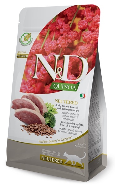 Zdjęcie Farmina N&D Grain Free Cat Quinoa Neutered  kaczka, quinoa, brokuły i szparagi 300g