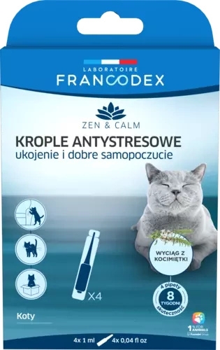Zdjęcie Francodex Krople antystresowe   dla kotów 4 x 1,0 ml