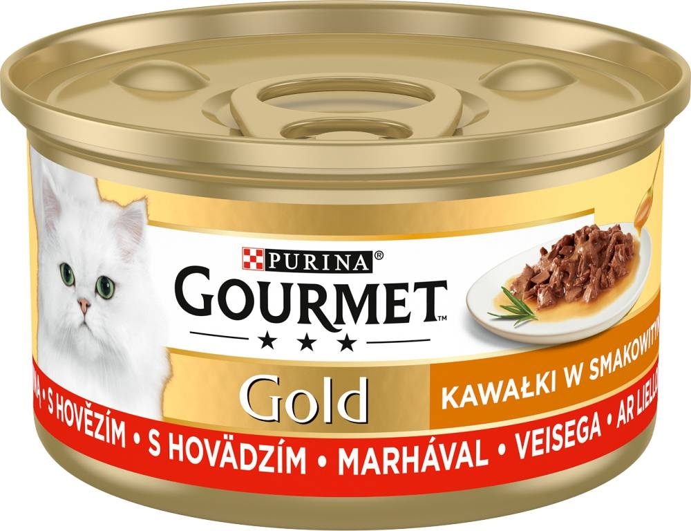Zdjęcie Gourmet Gold Kawałki w smakowitym sosie  z wołowiną 85g