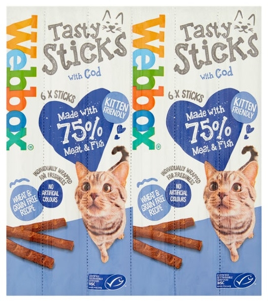 Zdjęcie Webbox Tasty Sticks kabanosy dla kota z dorszem 6 szt.