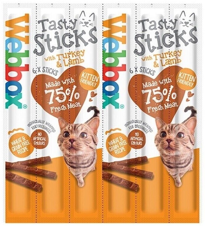 Zdjęcie Webbox Tasty Sticks kabanosy dla kota z indykiem i jagnięciną 6 szt.