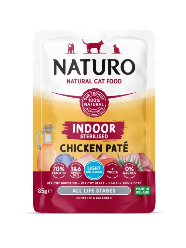 Zdjęcie Naturo Pate Indoor saszetka dla kota pasztet  kurczak 85g