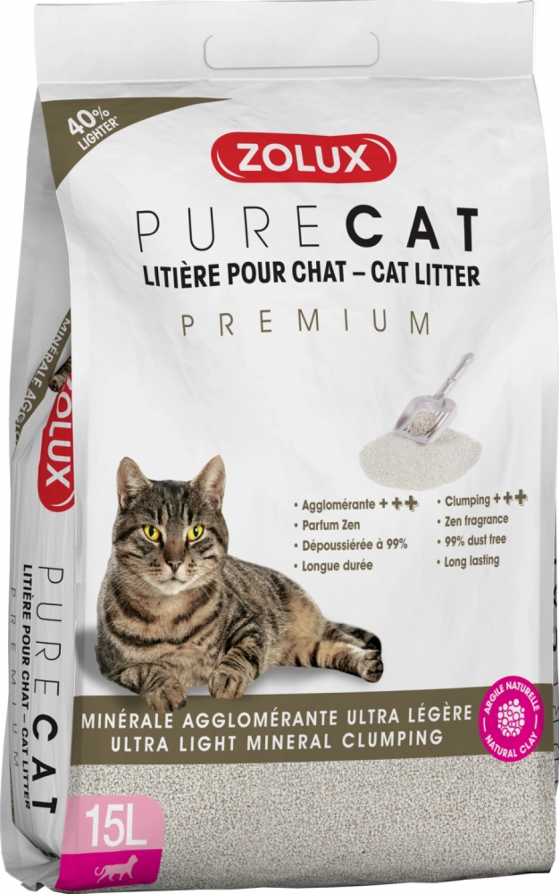 Zdjęcie Zolux Pure Cat żwirek zbrylający Premium dla kotów ultralekki 15l