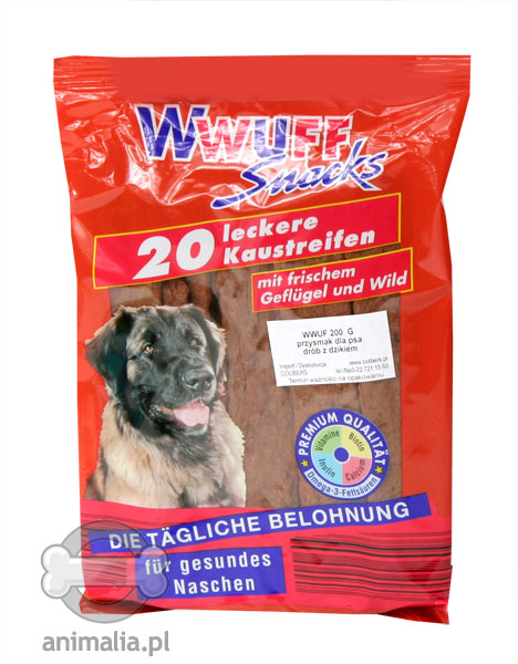 Zdjęcie WWUFF Snacks Paski dla psa z drobiem i dziczyzną   20szt