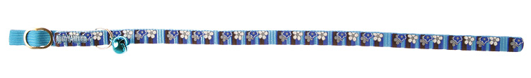 Zdjęcie Zolux Obroża dla kota w paski i kwiatki  niebieska 