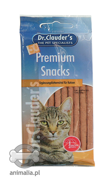 Zdjęcie Dr. Clauders Premium Snacks Sticks kabanosy dla kota z łososiem i pstrągiem 10szt