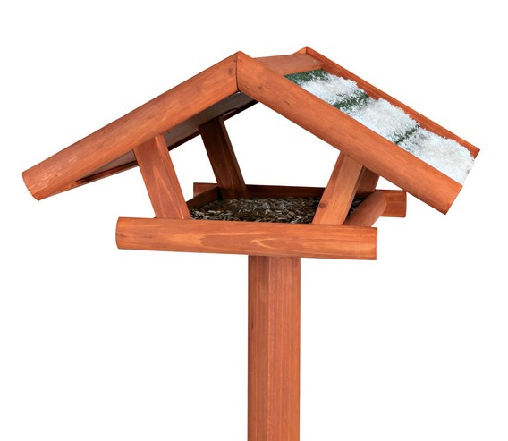 Zdjęcie Trixie Drewniany karmnik ogrodowy dla ptaków  na podstawie 44x44 cm / 1.2m