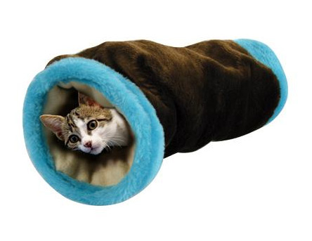Zdjęcie Zolux Tunel pluszowy Lutin dla kota  czekoladowo-turkusowy 