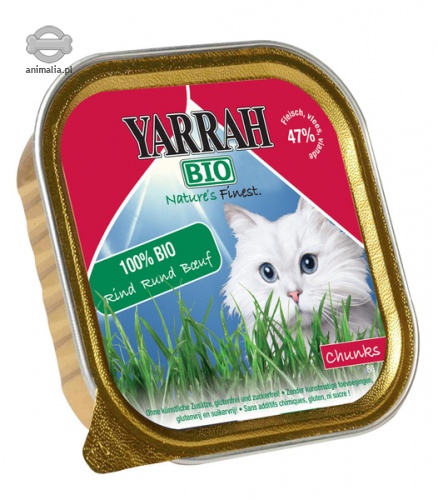 Zdjęcie Yarrah Bio Natures Finest tacka dla kota  kawałki z wołowiny w sosie 100g
