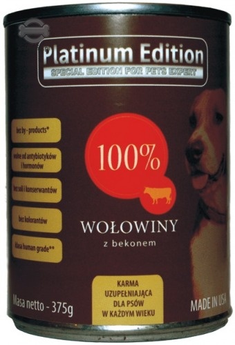 Zdjęcie Platinum Puszka dla psa  wołowina z bekonem (100%) 375g