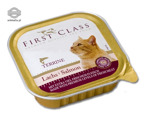Zdjęcie First Class Cat Terrine tacka dla kota  z łososiem 100g