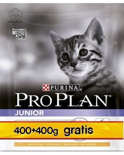 Zdjęcie Purina Pro Plan Junior Kitten  kurczak i ryż 400g+400g