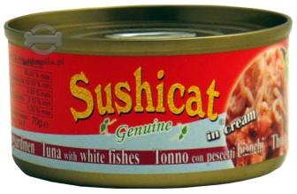 Zdjęcie Sushicat Puszka dla kotów  tuńczyk z białą rybą w kremie 70g
