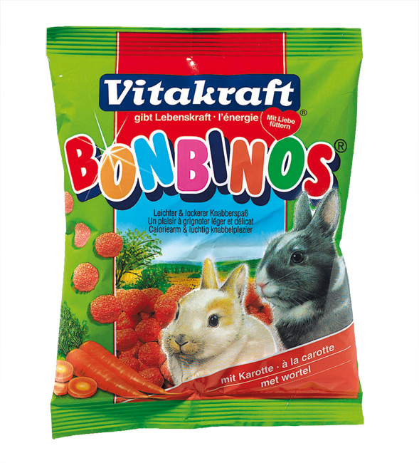 Zdjęcie Vitakraft Bonbinos chrupiące kulki z marchewką i lucern  dla królików i świnek morskich 40g