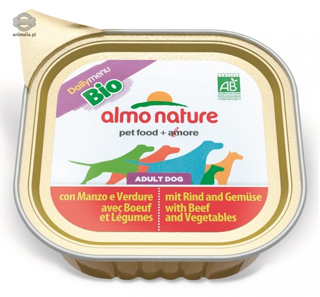 Zdjęcie Almo Nature Daily Menu Bio tacka dla psów mała  z wołowiną i warzywami 100g