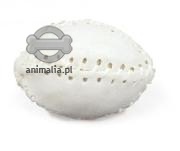 Zdjęcie Maced Gryzak ze skóry dla psa  piłka rugby biała 7.5 cm