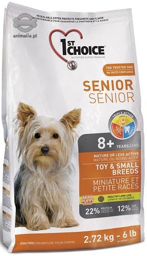 Zdjęcie 1st Choice Dog Mature or Less Active Toy & Small Breeds Senior 8+  2.72kg
