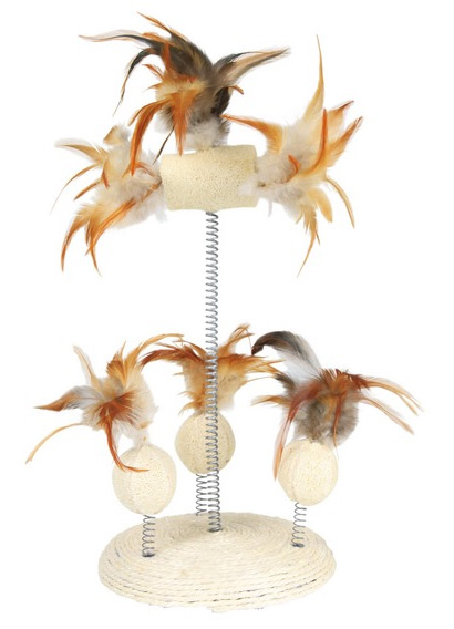Zdjęcie Trixie Naturalna zabawka sizalowa na sprężynce  z piórkami ø 15 × 30 cm 