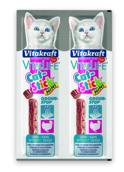 Zdjęcie Vitakraft Vita Life Cat-Stick Mini Odour Stop kabanoski dla kota z indykiem 2 szt.