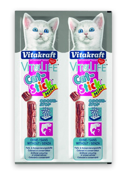 Zdjęcie Vitakraft Vita Life Cat-Stick Mini Odour Stop kabanoski dla kota z łososiem 2 szt.