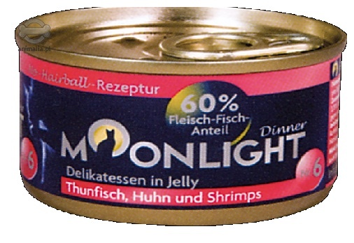 Zdjęcie Moonlight Dinner Puszka Super Premium  NR 6 Tuńczyk, kurczak i krewetki w galarecie 80g