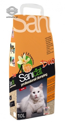 Zdjęcie Sanicat Professional Clumping DUO wanilia + mandarynka zbrylający żwirek zapachowy dla kota  10l (8.4kg)