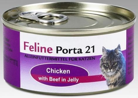 Zdjęcie Feline Porta 21 Puszka  kurczak z wołowiną w galaretce 90g