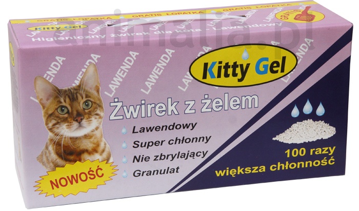 Zdjęcie Kitty Gel Żwirek dla kota z żelem  + łopatka gratis lawendowy 5l
