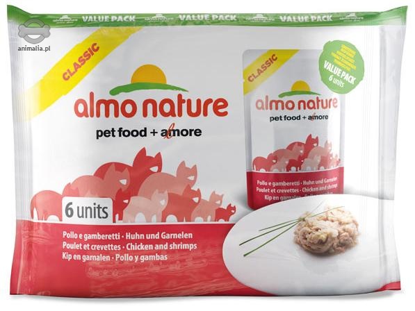 Zdjęcie Almo Nature Classic saszetka Value Pack pakiet kurczak z krewetkami 6x55g