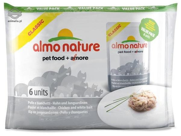 Zdjęcie Almo Nature Classic saszetka Value Pack pakiet kurczak z młodymi sardynkami 6x55g