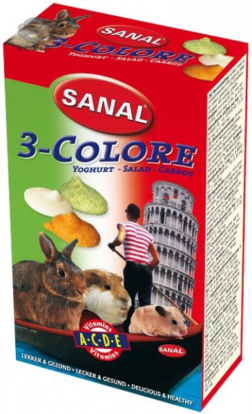 Zdjęcie Sanal 3-Colore Drops dla królików i gryzoni  z jogutem, sałatą i marchewką  45g