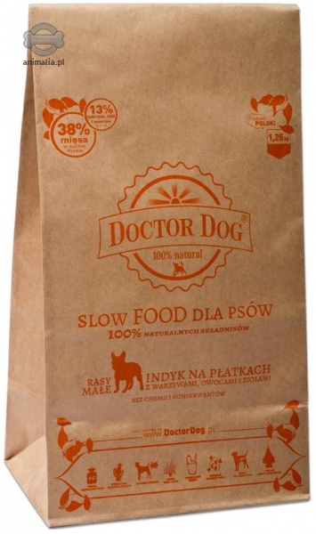 Zdjęcie Doctor Dog Slow Food sucha karma dla psów małych ras  indyk 1.25kg