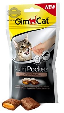 Gimcat Nutri Pockets przysmaki dla kotów z drobiem i biotyną 60g