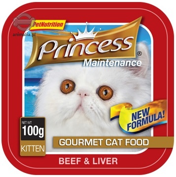 Zdjęcie Princess Maintenance Gourmet Kitten tacka dla kociąt  pasztet z wołowiną i wątróbką 100g