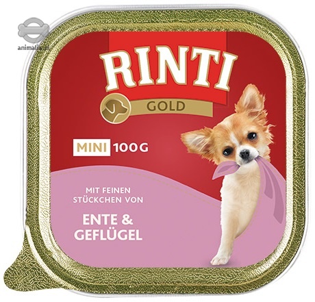Zdjęcie Rinti Gold Mini tacka dla psów ras małych  z kaczką i drobiem 100g