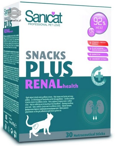 Zdjęcie Sanicat Snacks Plus Renal Health dla kota  kabanosy wspomagające nerki 30 szt.