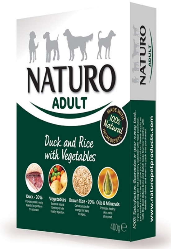 Zdjęcie Naturo Adult Dog tacka dla psa  kaczka z ryżem i warzywami 400g