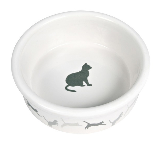 Trixie Miska ceramiczna dla kota biała w kotki 0.2l; śr. 12 cm