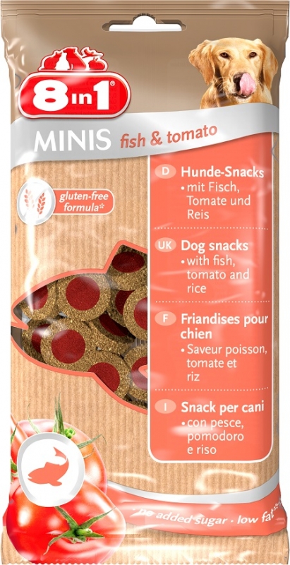 Zdjęcie 8in1 Minis przysmaki dla psów  ryba z pomidorem i ryżem 100g